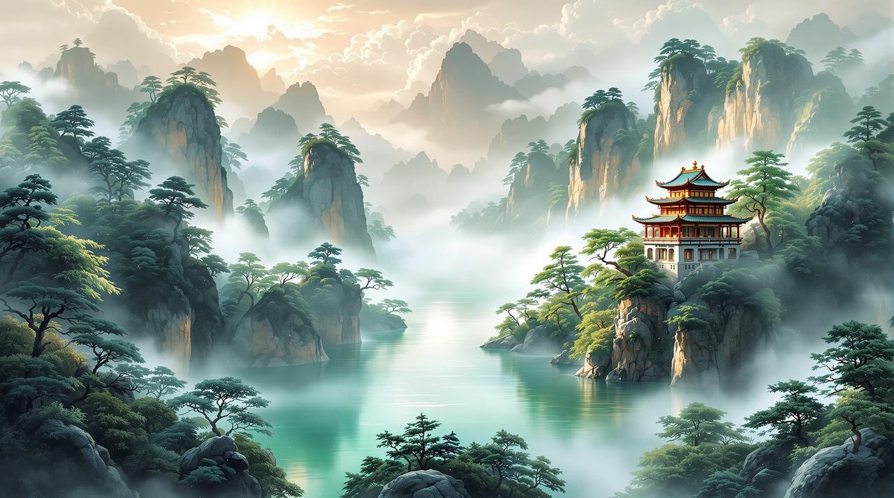 动漫之家 - 温润如青瓷的国风天地，东方雅致山水意境